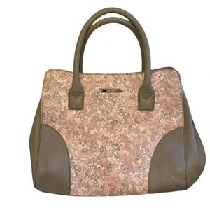 Nine West handbag (large) with pink and brown‎ abstract flower design